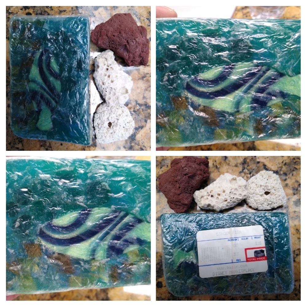 Disney marketplace basin ginger fish soap bar SEALED & 3 Piece's of coral decor